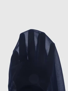 ROMWE Y2K 性感辣妹現代純色百搭串珠掛脖式女款披肩披風 透視罩衫 海灘度假防曬衣 - 藏蓝色 - 查看 4