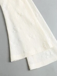 Sweetra Sexy Asymmetrical Hem Textured Fabric Asymmetrical Shoulder Versatile Top - Apricot - View 7
