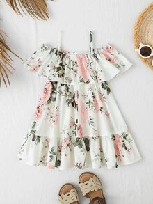 SHEIN Baby Girl & Mom Matching Floral Print Vacation Dress - Baby Pink - View 2