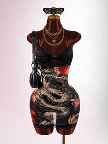 Amplova Women's Sexy Street Lace Cup Design Mini Dress - Black - View 1
