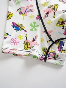 SpongeBob SquarePants | SHEIN 大童男孩卡通印花拼色休閒日常四角內褲 - 彩色 - 查看 7