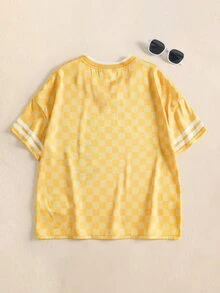 SpongeBob SquarePants | SHEIN Tween Boy Letter Cartoon Print Casual Daily Short Sleeve T-Shirt - Yellow - View 2