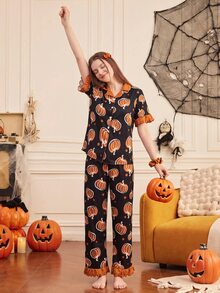 Provexi Provexi Set Piyama Wanita Motif Halloween - MultiWarna - View 6