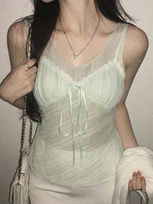 DAZY 女款素色百褶休閒百搭日常穿著上衣 - 薄荷綠 - 查看 3
