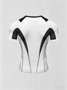 GymBeat Men's Geometric Print Colorblock Raglan Short Sleeve Sports T-Shirt - Multicolor - View 2