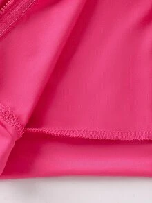 SHEIN 女童針織純色蝴蝶結圖案立領休閒夾克與修身喇叭長褲兩件套 - 彩色 - 查看 8