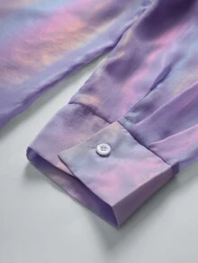 GlowEve CURVE Plus Size Women's Solid Color Pleated Top And Skirt Fashion Set Fall - Purple - View 5