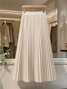 Dazy Tall Women's Long Elegant Pleated Skirt Fall - Apricot - View 6