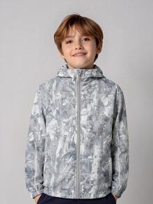 SHEIN 兒童青少年男孩休閒拼接色連帽外套，輕量寬鬆拉鍊連帽夾克，開學季秋季穿著 - 彩色 - 查看 10