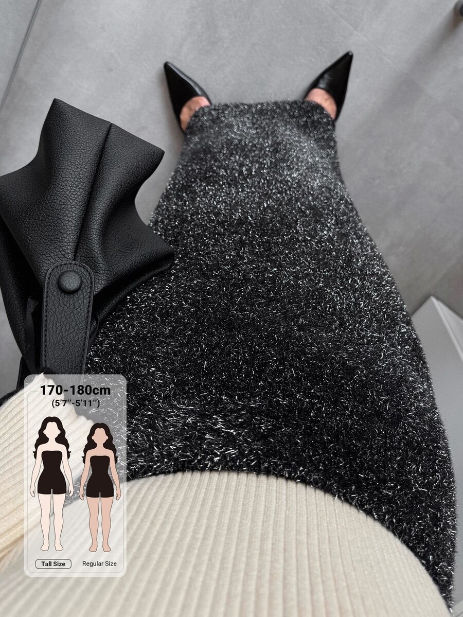 Dazy Tall Women's Straight Elegant Knit Skirt - Dark Grey - View 1