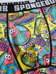 SpongeBob SquarePants | SHEIN Men's Letter Waistband Cartoon Print Casual Boxer Briefs - Multicolor - View 5