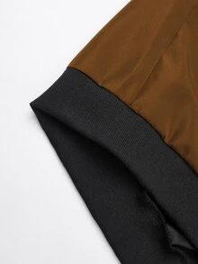 Manfinity Homme 男士字母拼接長袖拉鍊棒球夾克 - 卡其色 - 查看 7