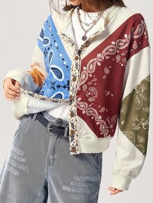 Bohemela Women's Cashew Pattern Single-Breasted Casual Loose Regular Fit Jacket - Apricot - View 5