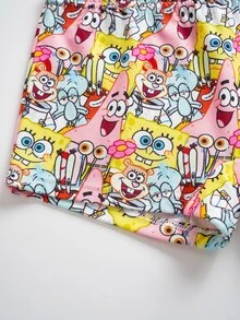 SpongeBob SquarePants | SHEIN Tween Girl Cartoon Print Camisole & Boyshort Underwear Set - Pink - View 8
