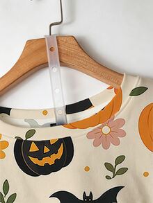 EMERY ROSE Sweatshirt Kasual Ukuran Besar Motif dan Kelelawar Halloween - MultiWarna - View 3