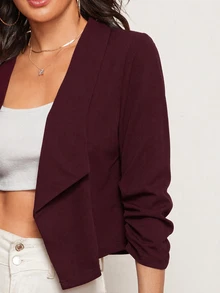 Firerie Shawl Neck Solid Black Blazer In Fall/Winter - Maroon - View 5