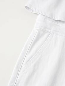 GlowEve Women's One-Shoulder Ruffle Denim Jumpsuit - White - View 4
