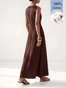 Zivah Women's Solid Color Casual Party Dress - Brown - View 2