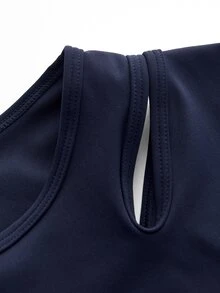 SHEIN Cheerettes 字母印花修身運動連身褲 - 藍色 - 查看 7