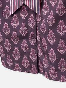 Nöista  Straight-Cut Bowknot Shirt, Retro Floraland Striped Patchwork,  French, Pastoral Charm, Elegance.Practicality, Elegance And Modern.Fall/Winter,. - Multicolor - View 9
