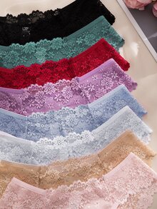 SHEIN 8件組浪漫性感蕾絲女款三角內褲套裝 - 彩色 - 查看 4