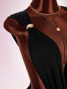 Amplova Women's Twisted Backless Mini Dress Suitable For Banquet And Party - Black - View 3