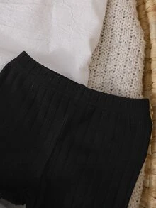 SHEIN 2件組女嬰新生兒秋季套裝 白色休閒圖案款 - 黑與白 - 查看 5
