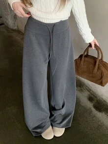 DAZY Women's Solid Color Casual Versatile Everyday Long Pants Fall - Grey - View 6