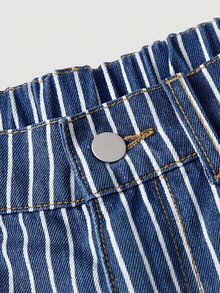 EMERY ROSE Plus Size Women's Pocket Design Striped Casual Loose Fit Denim Jeans - Dark Wash - View 9