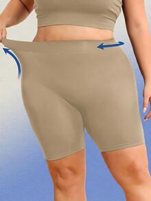 SHEIN Plus Size Seamless Shaping Bottoms - Mocha Brown - View 4