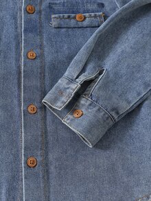 SHEIN 小男孩 2026 新款鈕扣牛仔襯衫與休閒長褲套裝 - 彩色 - 查看 5