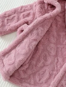 Cozy Pixies 新生兒男嬰/女嬰連帽長袖抓絨繫帶晨袍 秋冬款 - 粉色 - 查看 7