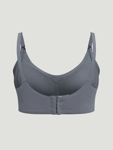 Moonlight&Mama Plus Size Front And Back Double Row Hook Maternity Nursing Bra - Dark Grey - View 2