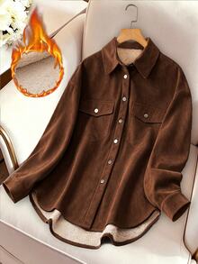 GlowEve Women's Brown Suede Padded Regular Jacket, Elegant Commuter Top For Autumn/Winter - Brown - View 1