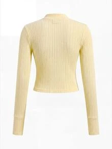 SHEIN 青少年女孩休閒純色咖啡棕長袖上衣與喇叭褲兩件套，適合秋冬與日常穿著 - 彩色 - 查看 7