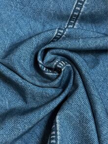 Breezaya Atasan Wanita Ukuran Besar dengan Efek Denim, Leher V, dan Belahan Samping - Biru - View 4