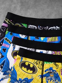 BATMAN X SHEIN 4pcs DC Joker Cartoon Tween Boy Boxer Briefs, 4-Needle 6-Thread Seamless Craftsmanship - Multicolor - View 4