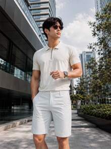 TekDrob Regular Polo With Front Half Zip - Apricot - View 7