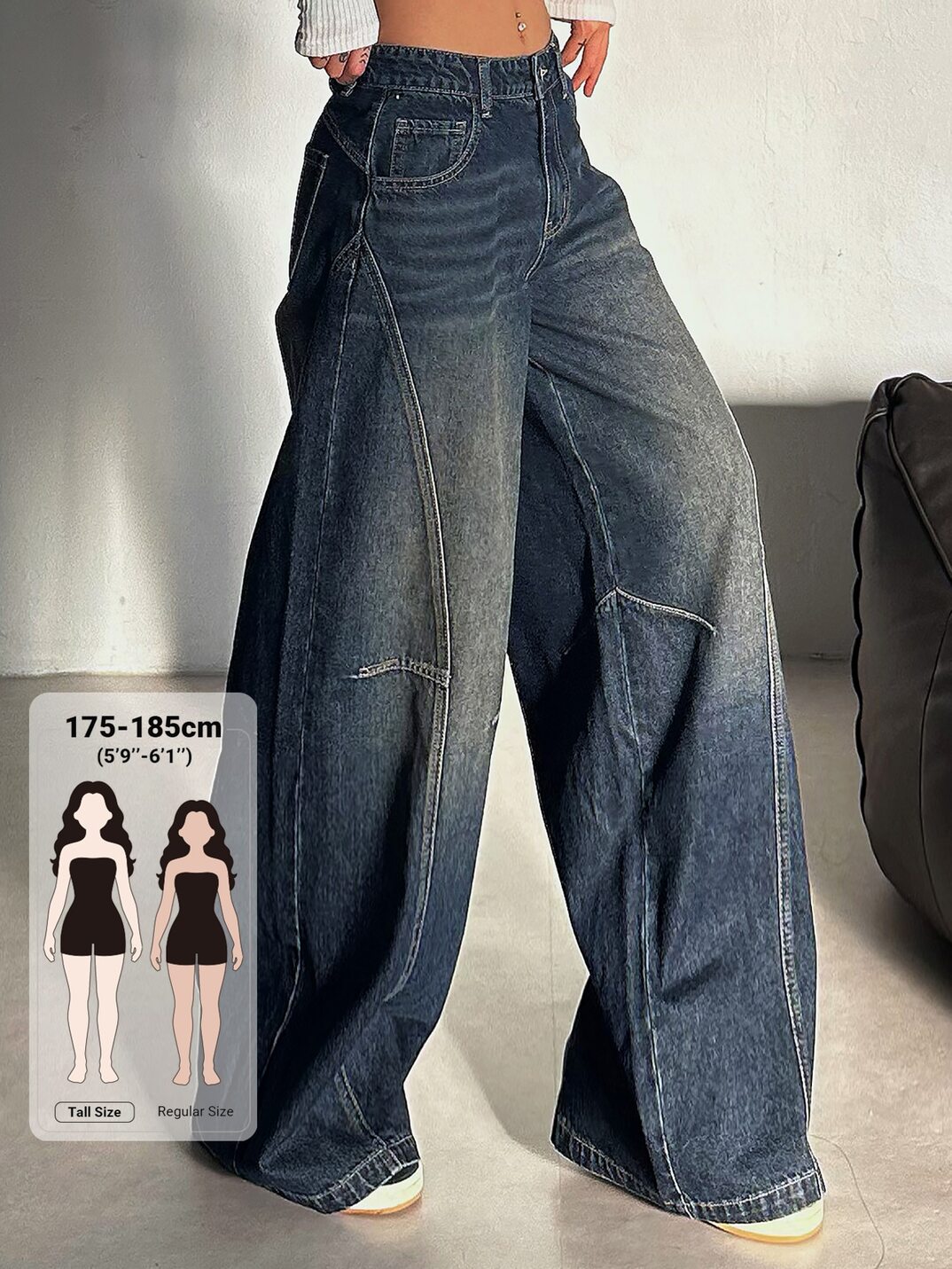 Women's Loose Wide Leg Long Pants Street Casual Denim Jeans Fall