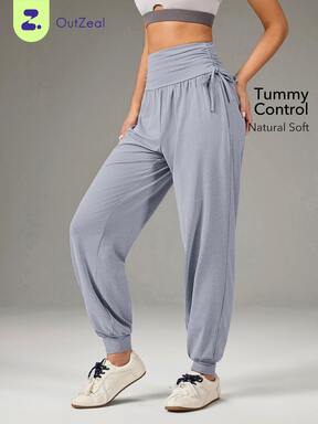 OutZeal Women Sports Pants Casual Yoga Travel Tummy Control High Waistband Trousers Active Bottom