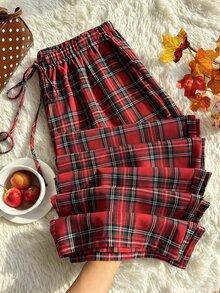 Comfortcana Plus Size Women's Spring/Summer Plaid Pants - Red - View 1