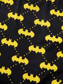 BATMAN X SHEIN Men's Extended Bat Print Boxer Briefs, Anti-Chafing Long Leg Sports Boxer Shorts - Black - View 4