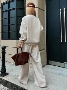 DAZY Women's Autumn/Winter Casual Top And Pants 2 Pieces Set - Apricot - View 2