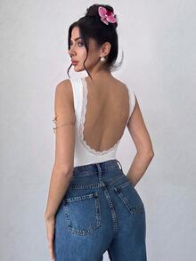 Firerie 女款優雅浪漫時尚通勤性感露背連身衣，適合派對、度假、約會、婚禮與生日 - 白色 - 查看 6