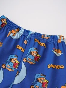 GARFIELD | SHEIN Baby Boy Cartoon Print Round Neck T-Shirt And Shorts Set - Black and White - View 7
