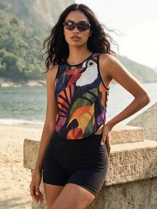 CAJUNI Women's Bird Print Daily Fitness Sports Tank Top - Multicolor - View 5