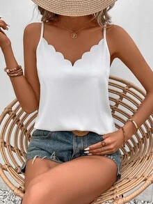 SHEIN Frenchy 女款夏季休閒純色細肩帶背心 - 彩色 - 查看 3