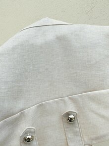 Serisse Women's Sexy Double-Breasted Square Neck Jacket Webbing Summer Elegant Casual Formal Business Modern Classic Wedding Breakfast Date Night Beige - Multicolor - View 8