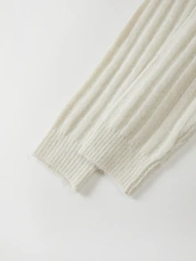 SHEIN Cream Turtleneck Knit 2Pcs Casual Commute Outfit - Apricot - View 7