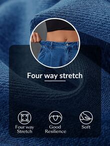 Flexra Petite Women's Pleated Design Tapered Casual Versatile Denim Long Pants - Dark Wash - View 7